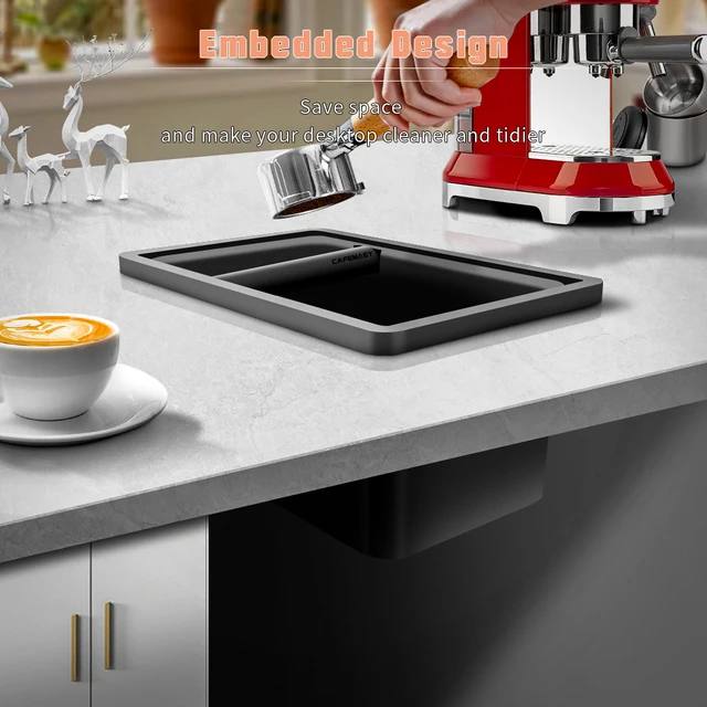 Built-In Espresso Knock Box - Stainless Steel Bottomless Design With Rubber Bar For Quiet Puck Disposal