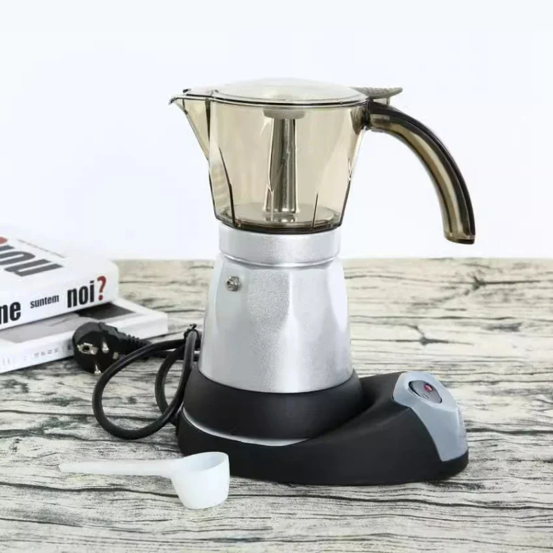 220V Plug-in Coffee Appliance Office Coffee Pot Machine for Convenient Aluminum Electric Heating Mocha Pot