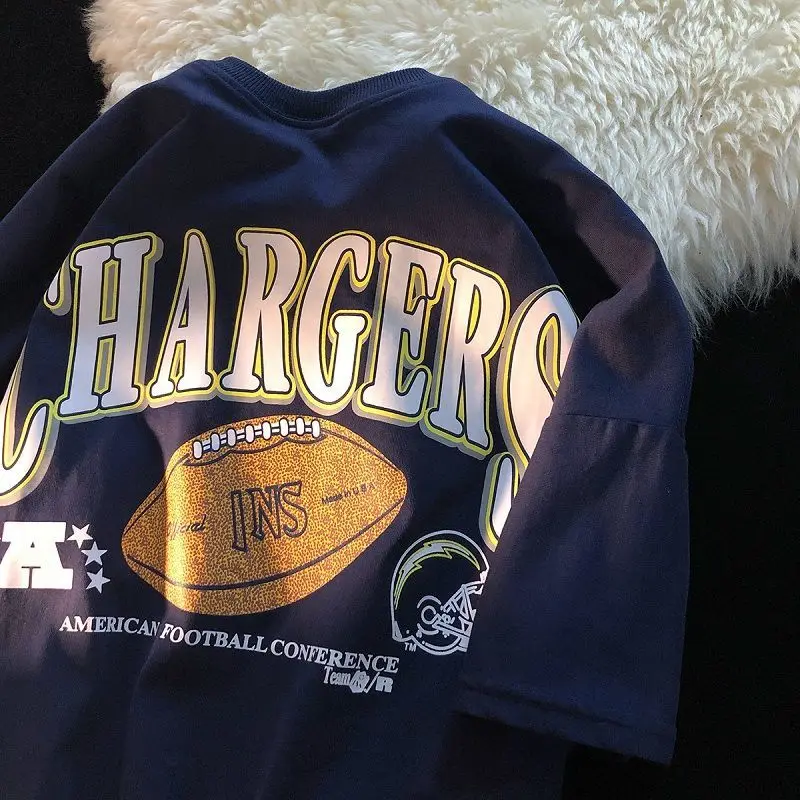 2022 Ins Retro England Style Rugby Graphic T Shirts High Quality Cotton