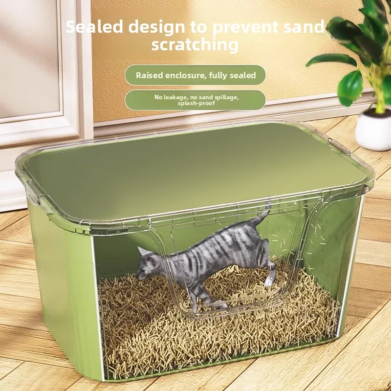 Extra Large  Litter Box Full Enclosure Spla Proof Toilet  Maine Coon Giant Poop Pan Pet Supplies Square ape