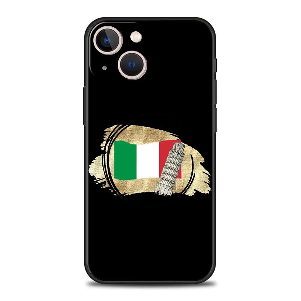 Italian Flag Luxury Silicone Phone Case - Black Protective Cover