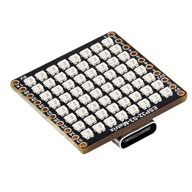ESP32-S3 개발 보드 WiFi 블루투스 매트릭스 8x8 RGB-LED, Python-TCES용 QST 자세 자이로 센서 QMI8658C 포함