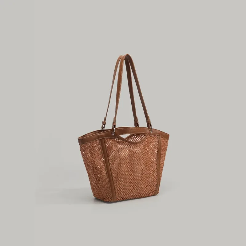 2025 Summer New Large Capacity Straw Weaving Bag Women's Lazy Style Underarm Single Shoulder Bag Fashionable Handbag