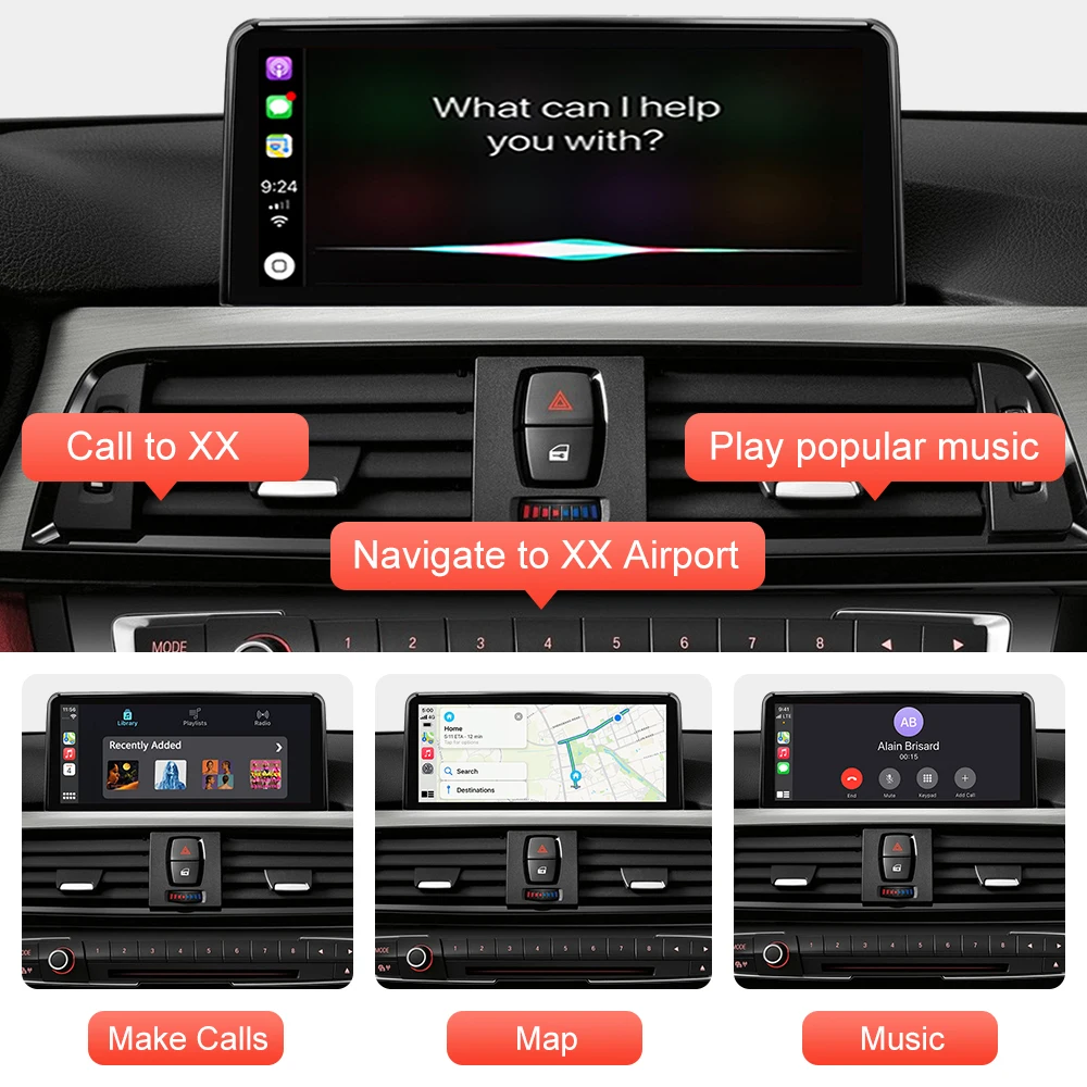 Wireless CarPlay Android Auto Car Multimedia For BMW 1/2/3/4 Series F20/F21/F30/F31/F32/F33/F34/F36 Screen Display monitor