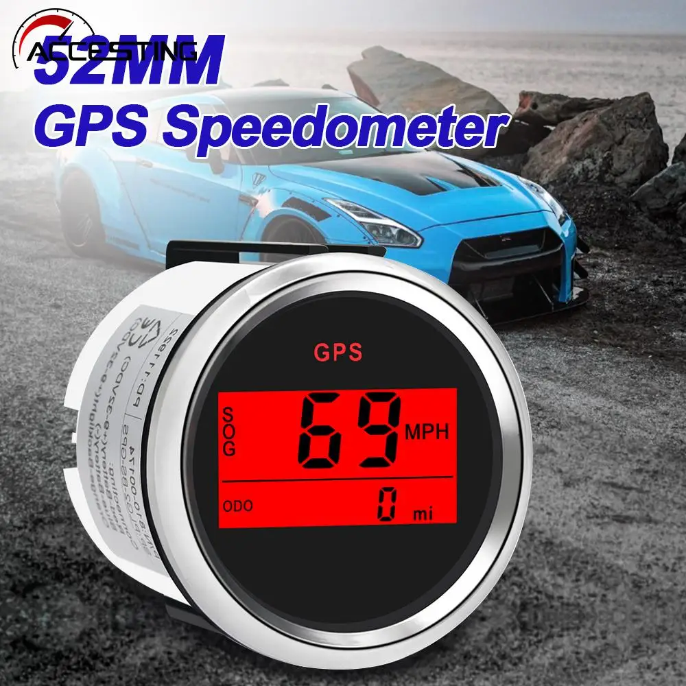 52MM Digital GPS Speedometer 0999 MPH Km/h Knots Speed Meter With GPS