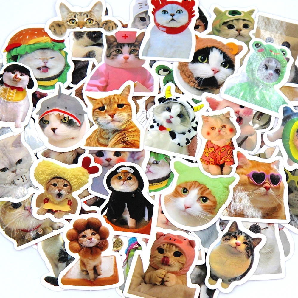 10/50/100pcs Funny Cute Fashion Cat Animals Stickers Kawaii Decals Scrapbooking Notebook Luggage Laptops Skateboard Sticker Toy