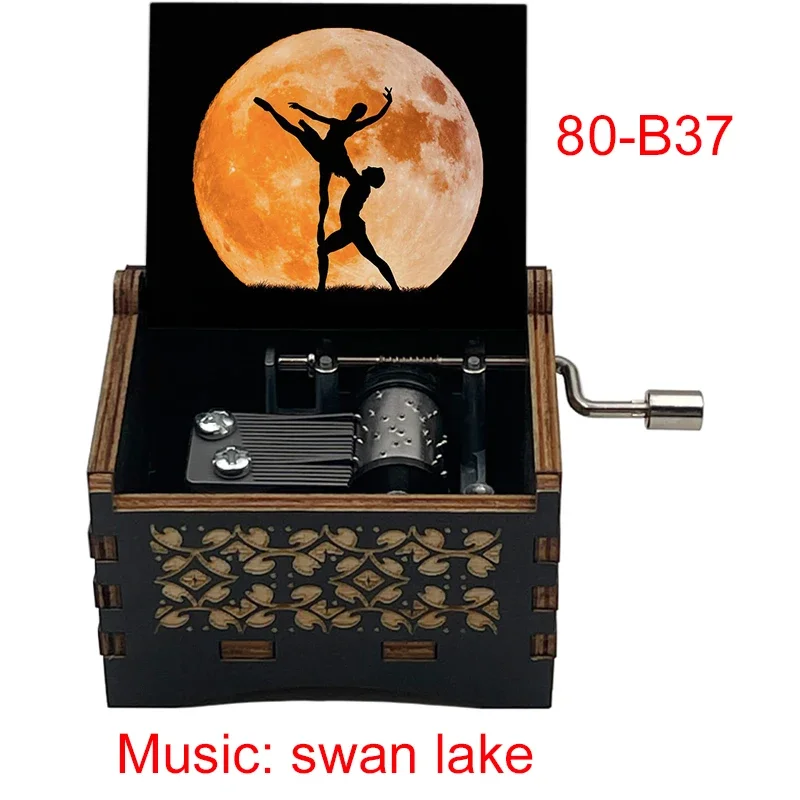 Swan Lake Music Box Black Wooden 18 Note Musical Ballet Dancer Color Print Handed Kids Toy Friends Birthday Cute Gifts music box