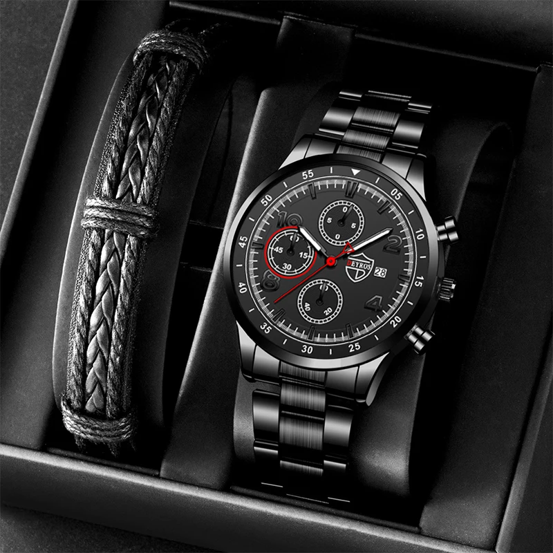 2022 Men Stainless Steel Quartz Wrist Watches Male Business Calendar Date Watch Man Leather Bracelet Luminous Clock
