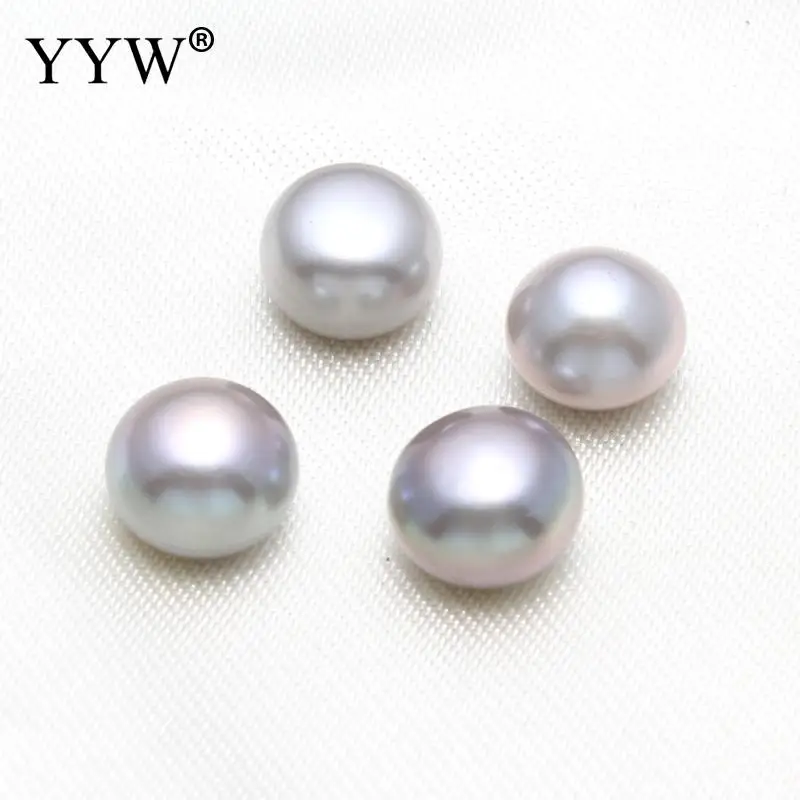 2Pcs  8.5-9mm Natural Freshwater Pearl Dark Purple Half Drilled Hole Loose Beads For Jewelry Making Necklace Earring Accessory