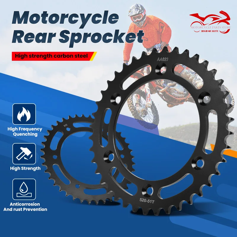 

520 51T Motorcycle Rear Sprocket Chain Wheel For KTM 250 SX-F 15-23 350 SX-F 350 XCF-W 450 Rally Replica 2023 520-51T