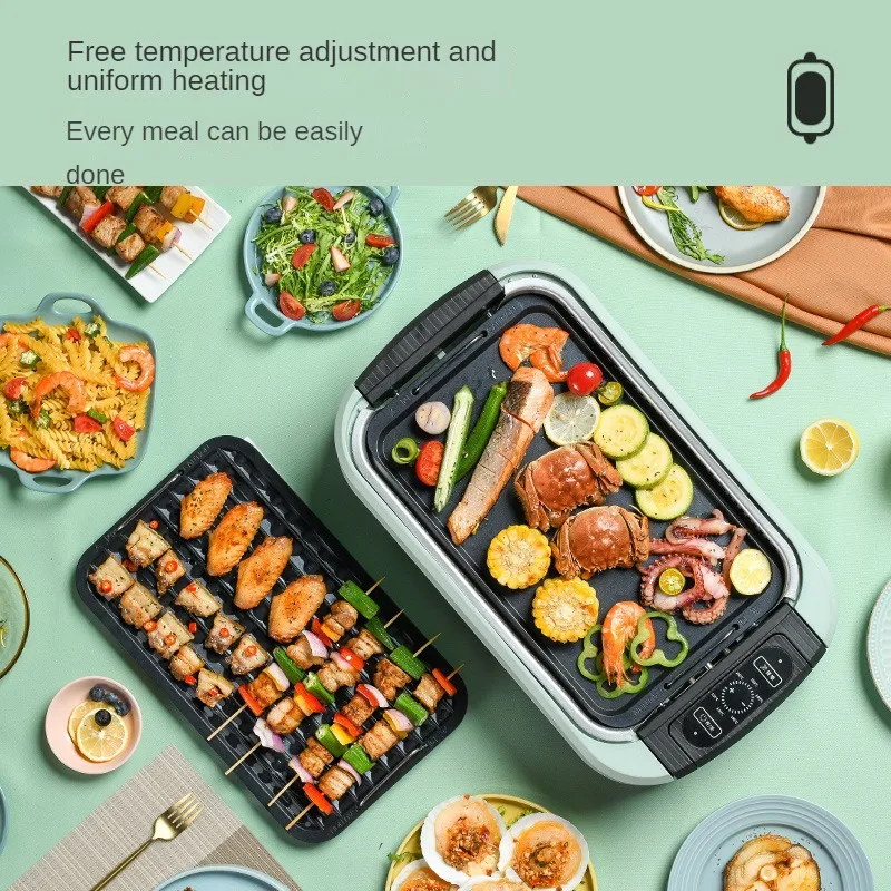 Electric Grill Smokeless Constant Temperature Adjustable Temperature Uniform Heat Removable Electric Grill for Home Cooking 2