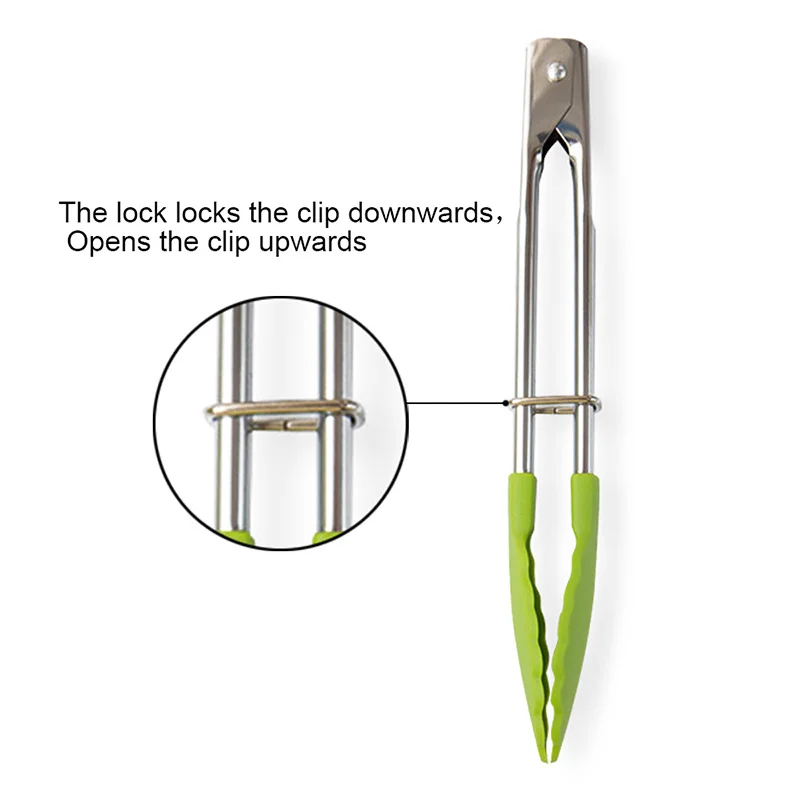 Food Tong Stainless Steel Kitchen Tongs Silicone Nylon Non-Slip Cooking Clip Clamp BBQ Salad Tools Grill Kitchen Accessories