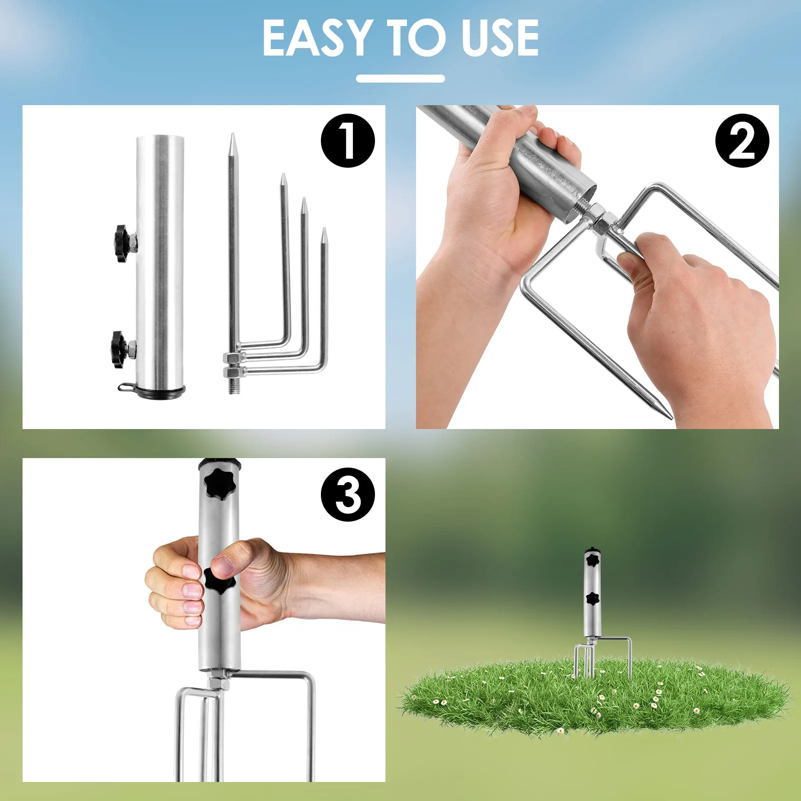 1/2Pcs Outdoor Fishing Beach Umbrella Anchor Iron Heavy Duty Umbrella Stand Anchor with Hooks Durable Umbrella Stake for Fishing