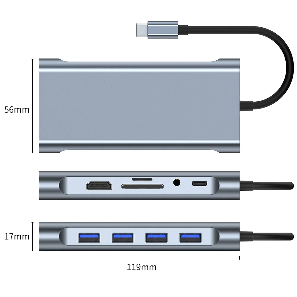 Generic Hub USB C, adaptateur de hub 11 en 1 de type C avec HDMI 4K, à prix  pas cher