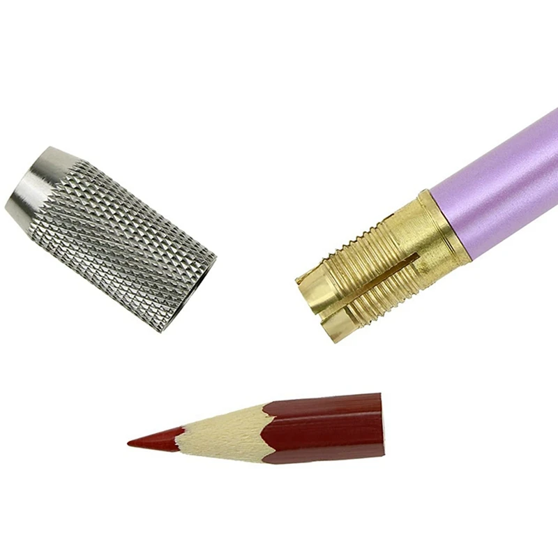 12PCS Metal Color Rod Single-End Pencil Extender Pencil Extender Pen Receptacle Pen Extension Case