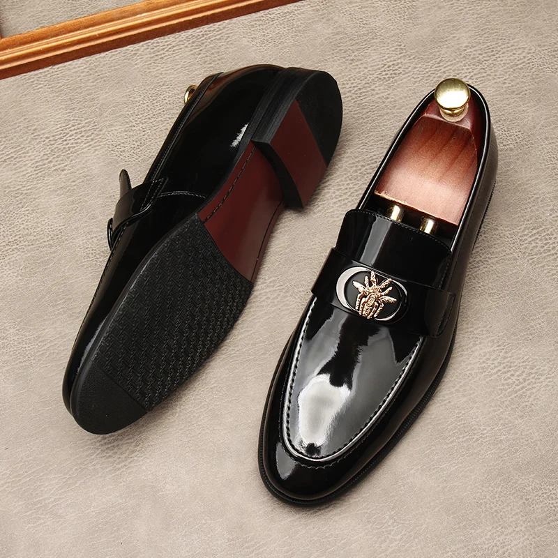Leather shoes man patent leather foot cover style large size upscale dress marriage