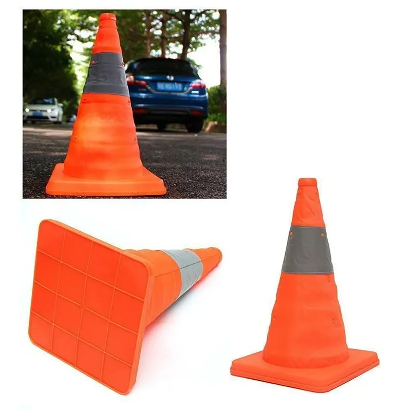 Folding Traffic Cone Multi Purpose Pop Up Reflective Safety Cone Soft Material Warning Sign Folding Portable Road