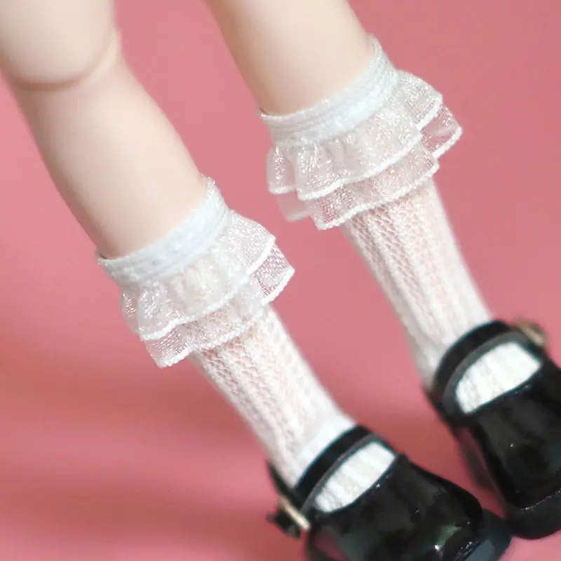 A Pair of Blyth Doll Lace Socks Cute Long White Sock for Blythe Licca Azone OB24 Pullip 1/6 Dolls Accessories Children Gifts - Image 5