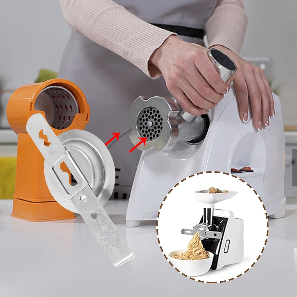 1-3Set Meat Mincer Attachment Stainless Steel with Connection Ring Cookie Maker Attachment Biscuit Mould for Size 5 Meat Grinder