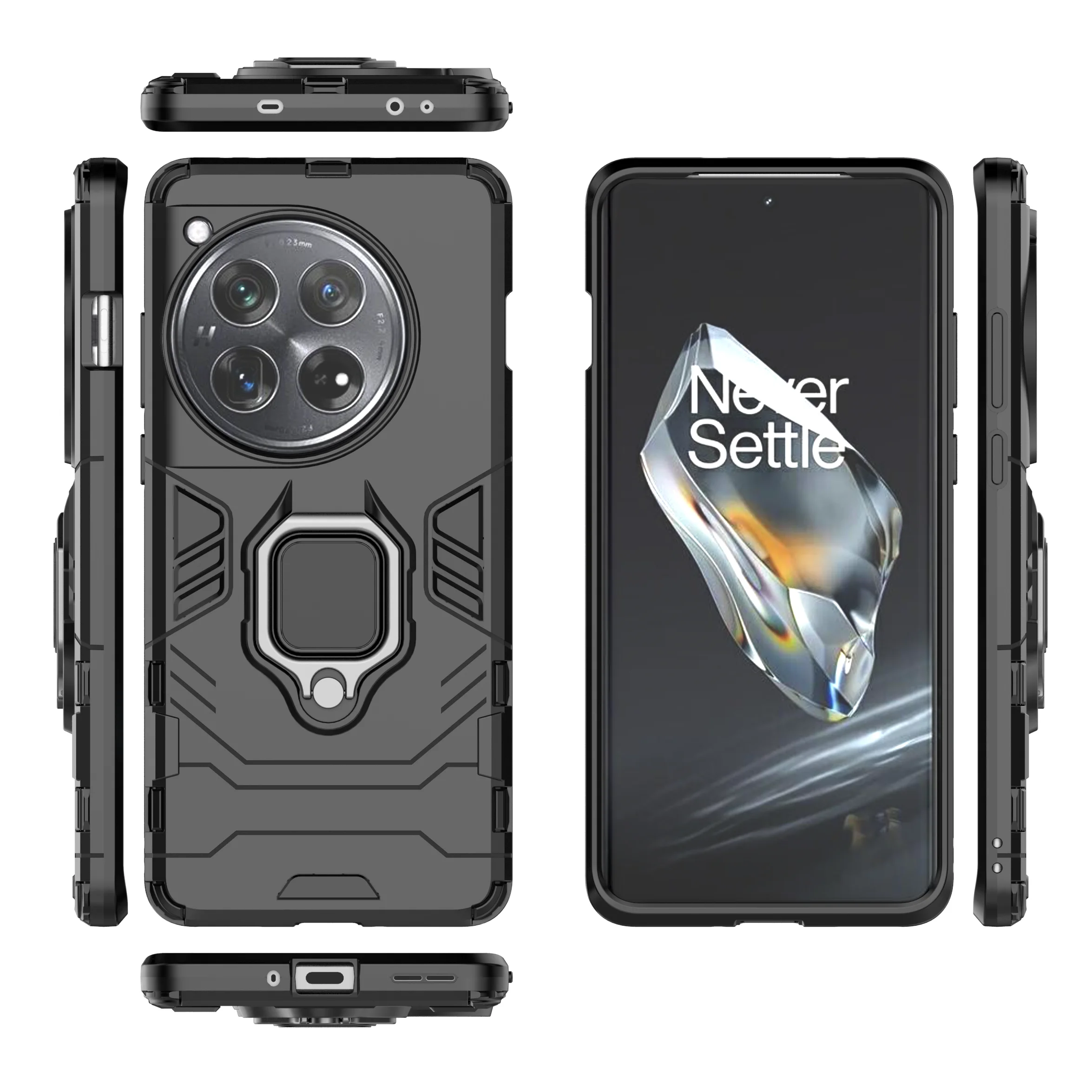 Enhanced Armor Shockproof Case with Metal Ring Stand and Bumper Protection