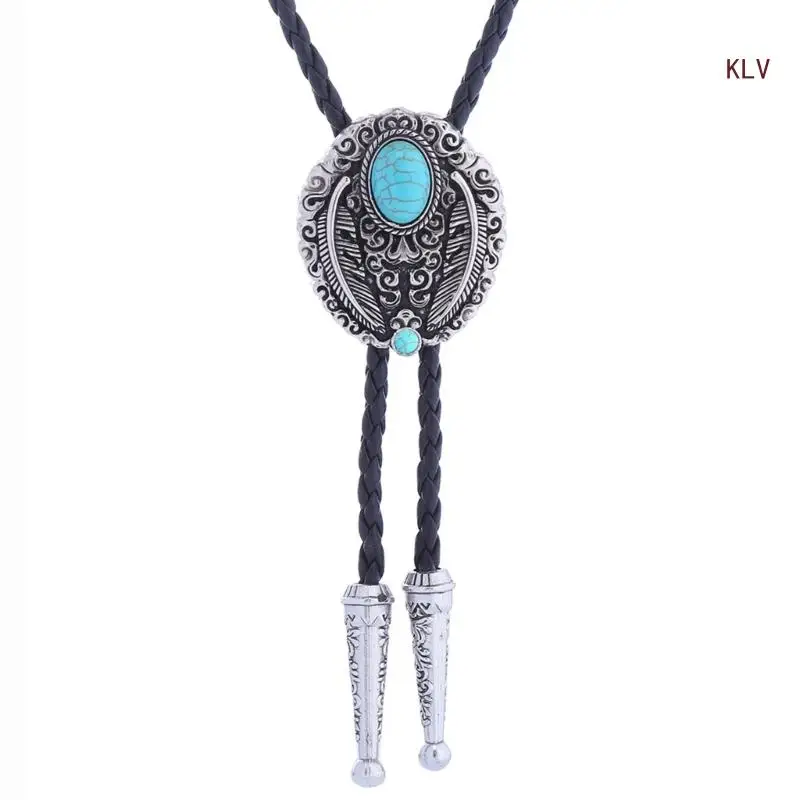

Bolo Tie for Men Carnivals Western Necktie Alloy Turquoise Buckle Bolo Tie for Shirt Sweater Decorative Necktie for Men