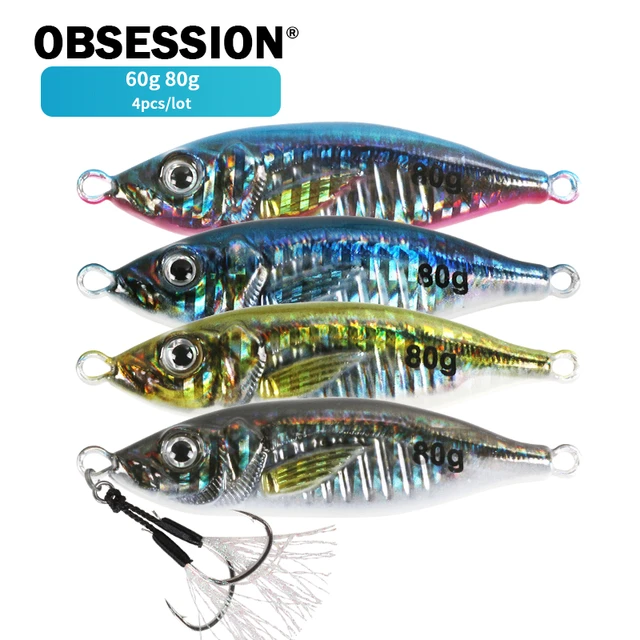 OBSESSION 4pcs 60g 80g Micro Jig 3D Print Little Jack Metal Jigging Lure  Shore Casting Slow