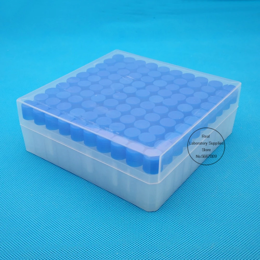 100pieces plastic 1.8ml freezing tube + one piece 100 vents plastic Freezing tube storage box for experiment