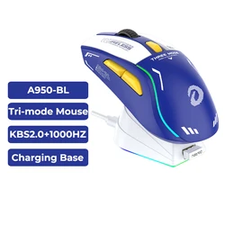 Enhanced Tri-mode Wireless Gaming Mouse with Charging Base and Customizable Buttons for Optimal Performance (Blue)
