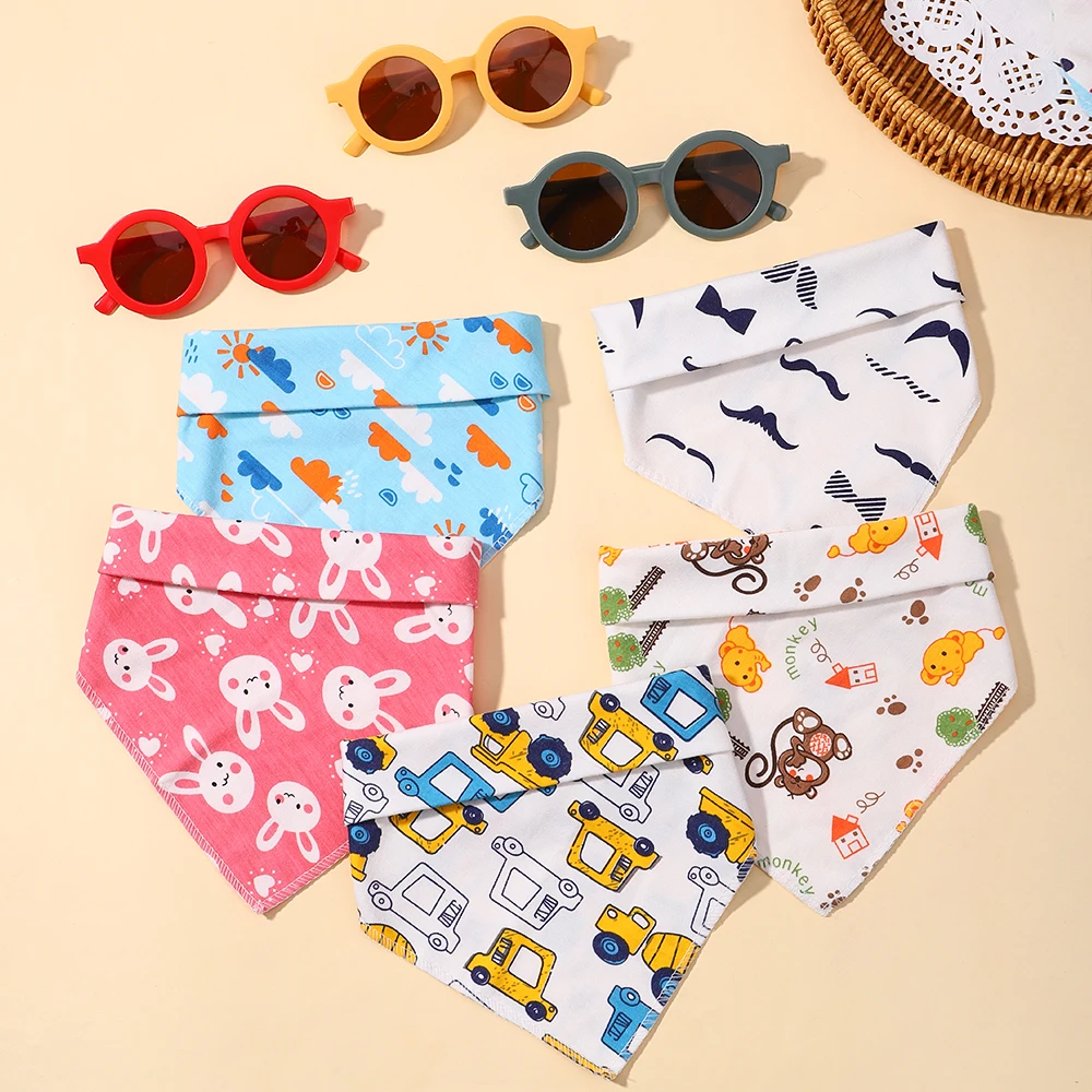 Cute Bib Sunglasses Set Bandana Newborn Outdoor Sun Protection Glasses Baby Feeding Drool Bibs Kids Fashion Accessories Gift 1pc baby bibs infant burp cloths stuff feeding drool bandana saliva cartoon soft bib newborn safety protection accessories