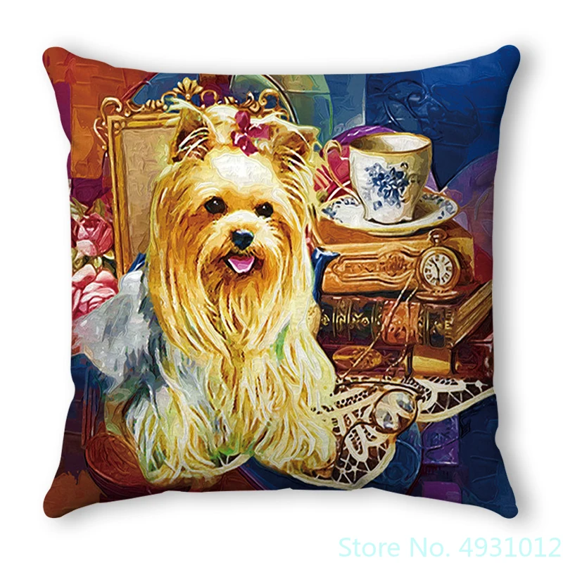 

Yorkshire Terrier Small Pet Dog Cushion Cover Pillow Case Sofa Car Decorate Polyester 45x45cm Nap Pillowsham Baby Kids Gift