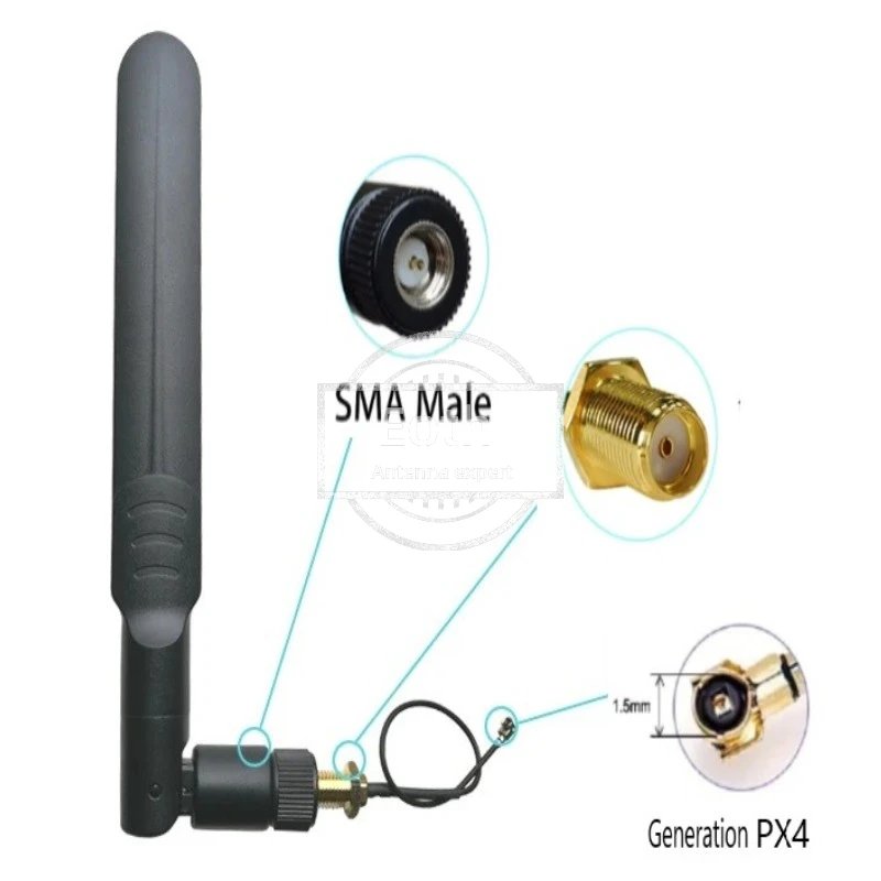 Eoth 5세트 5.8/2.4GHZ 안테나 8dBi 게인 SMA 남성 듀얼 밴드 및 px4 - SMA 여성 케이블 (메쉬태스틱 네트워크 로라 라우터 WIFI용)