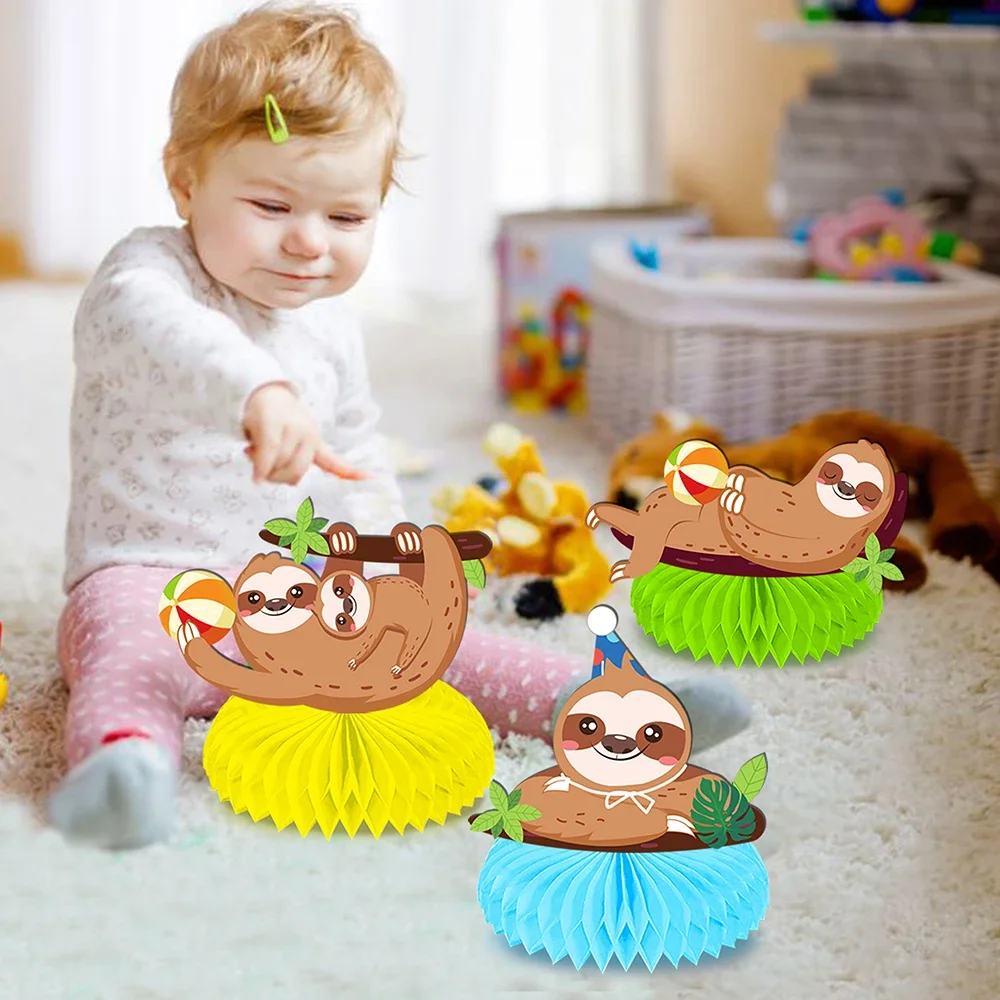 Description Picture 6 of itemCartoon Animals Sloth Jungle Birthday Party Disposable Tableware Sets Banner Backdrops Wild ONE Baby Shower Party Decorations