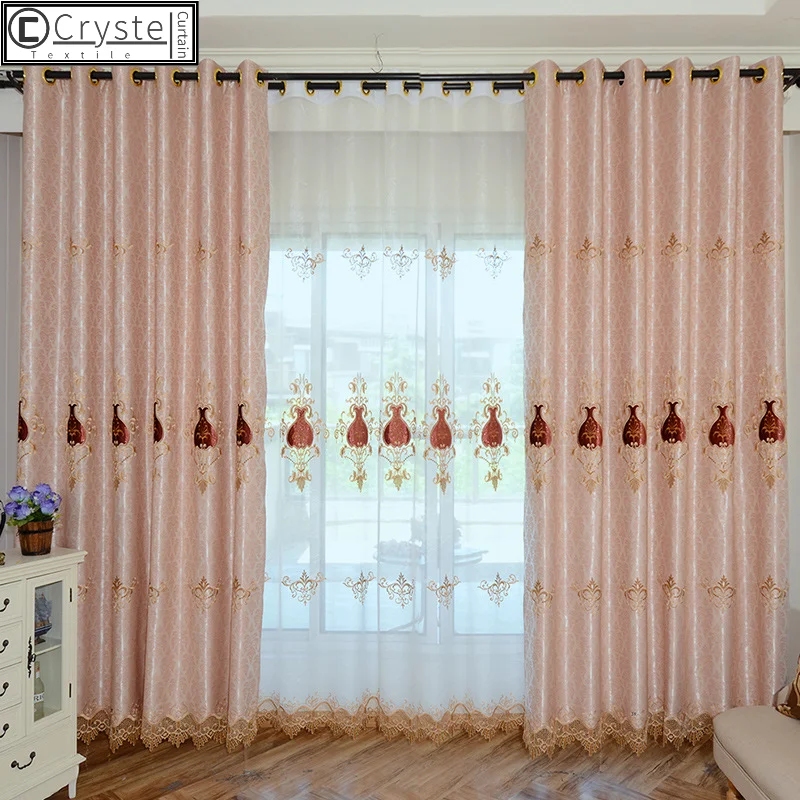 

European Jacquard Water-soluble Embroidery Shade Curtains for Living Dining Room Bedroom.