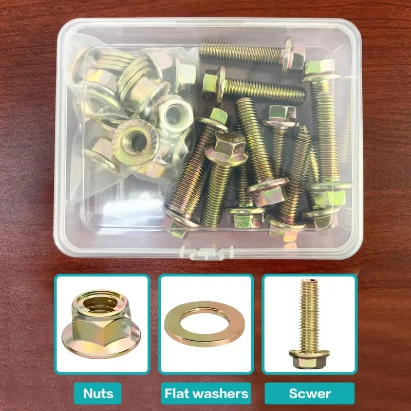 M10 Flange bolt and nut Kit, Grade 8.8 carbon steel with hexagonal cap, full and half threaded-includes washer.