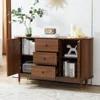 Fluted Sideboard Buffet Cabinet with Storage,Oval Curved Edge Sideboard with Drawer,Mid Century Modern Buffet Cabinet 4