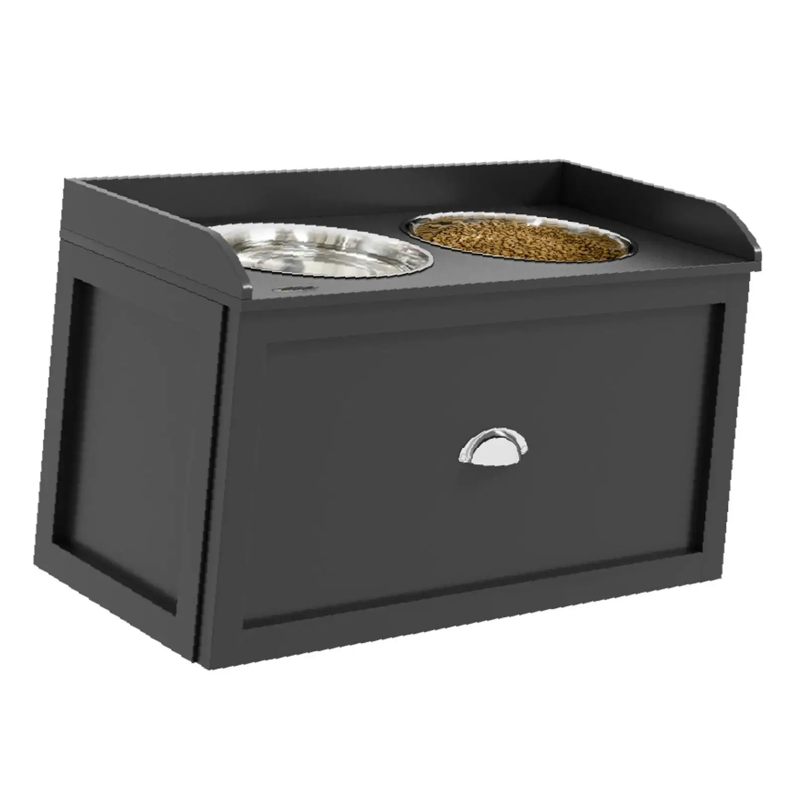 Raised Dog and Cat Feeding Station with 21L Storage Stainless Steel Bowls Pet Beds Furniture Set for Home Food Management