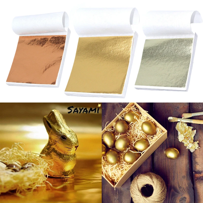 50Pcs Gilding Leaves Sheets Foil Papers Gold/Silver/Copper Leaf Sheets  Tissue Paper Gliding Sheet Gold Foil Decorative Sticker - AliExpress