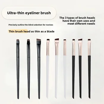 Set di 1-3 Pennelli per il Trucco: Pennello per Eyeliner a Forma di Falce, Pennello per Sopracciglia Angolato Fine, Pennello per Eyeliner, Pennello per Ombretto Ultra-Fine