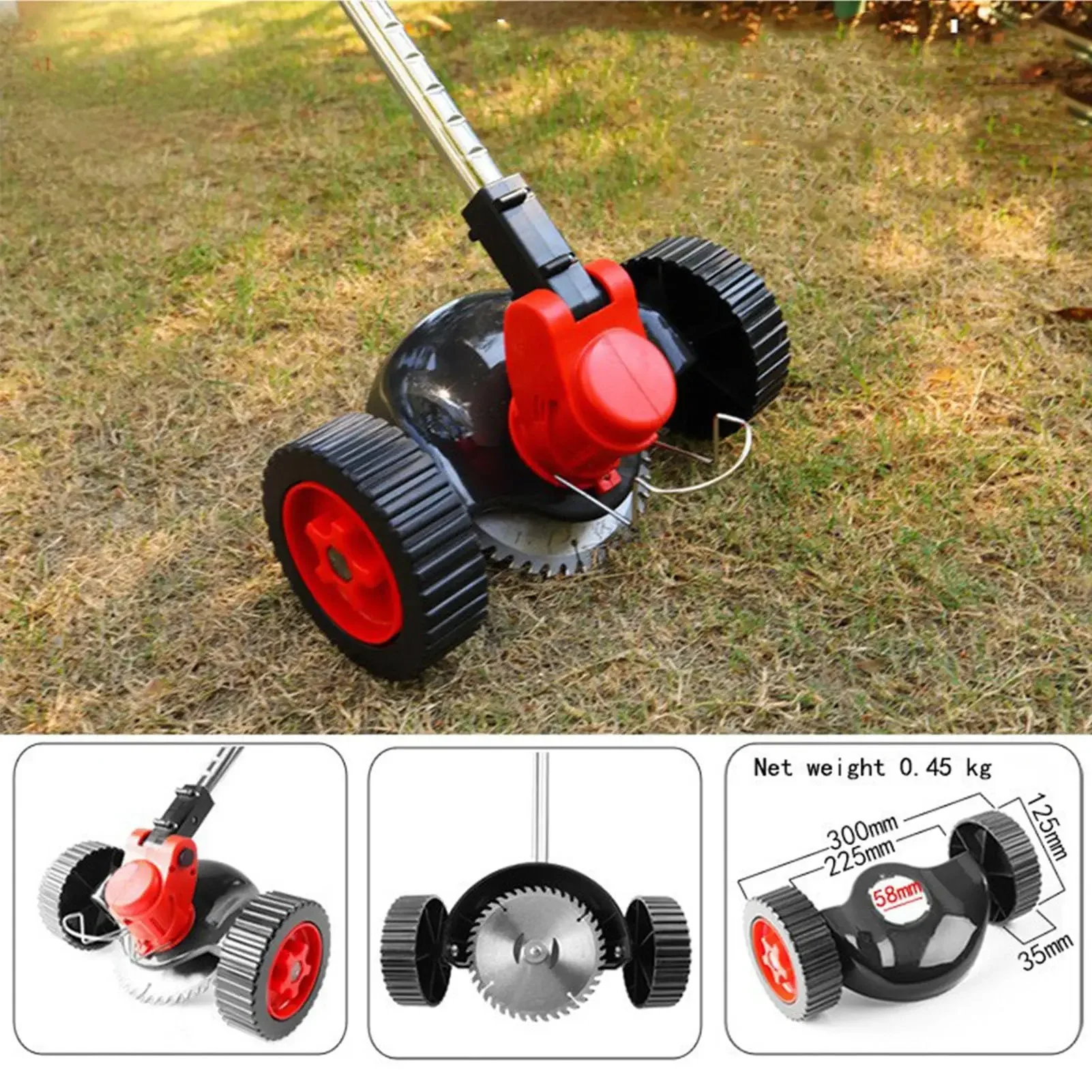 Weed Trimmer Support Wheel Weed Trimmer Support Wheels Grass Trimmer Support Wheel Attachment Universal Adjustable with Protective Cover Grass Cutter Parts
