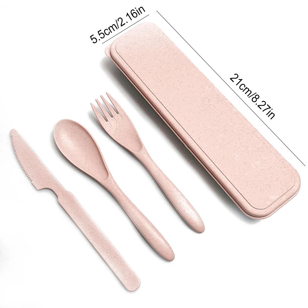 Cutlery Set 3Pcs Wheat Straw Dinnerware Portable Tableware Knife Fork Spoon