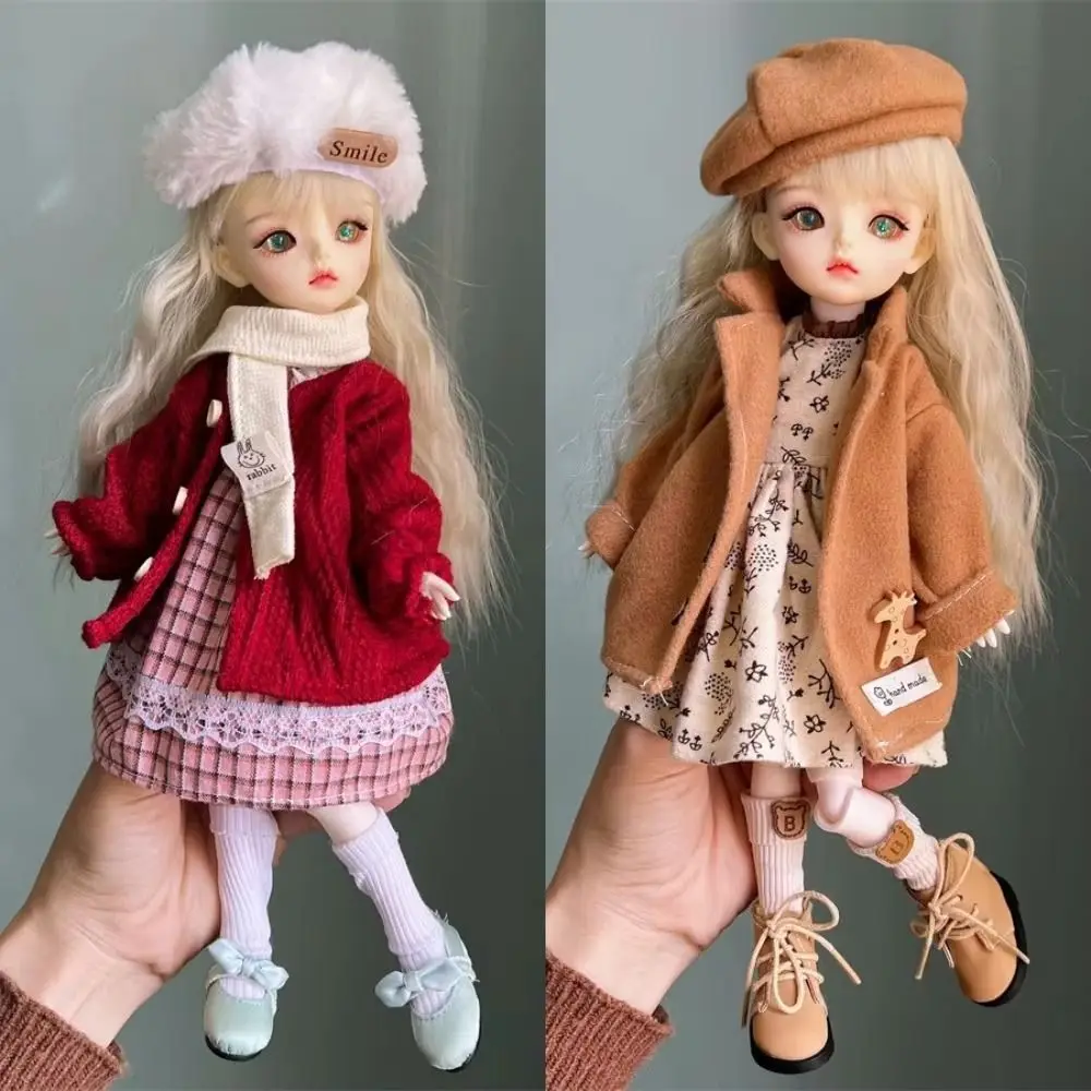 Fashion Pretty Dress 30cm Doll Clothes Dress Up Coat Hat Doll Winter Suit Cute Sweet Casual Wear 1/6 BJD Clothes Holiday Gift