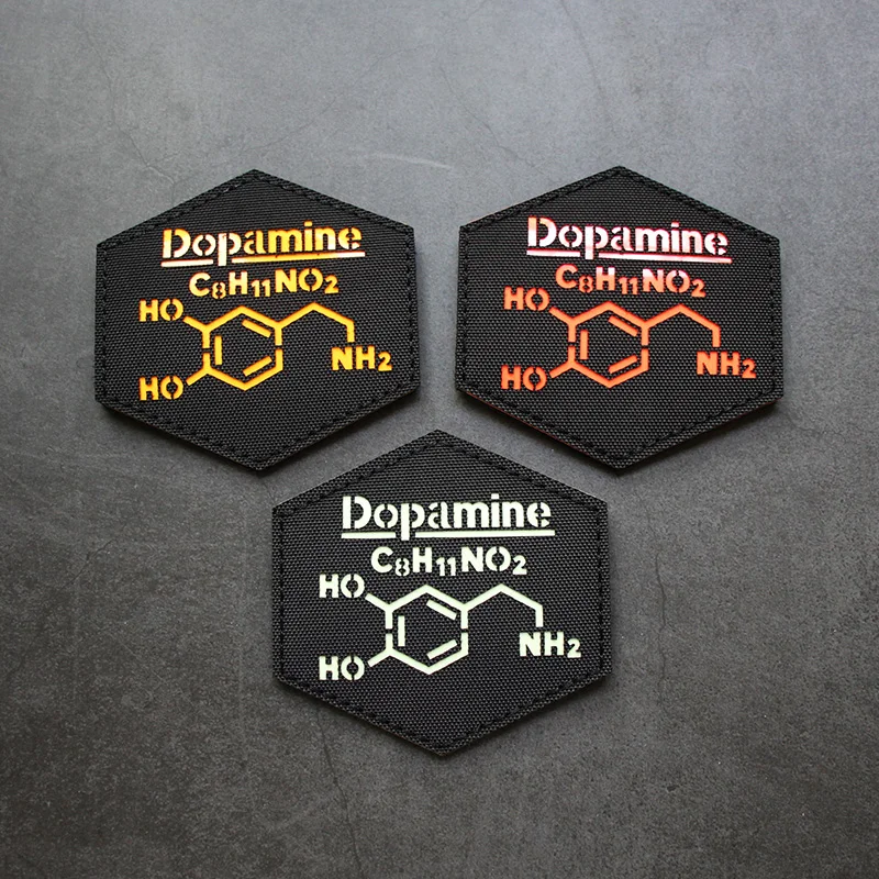 

Dopamine Molecular Luminous Hook and Loop Creative Armband IR Patches for Clothing Laser Engraved Morale Badge DIY Bag Sticker