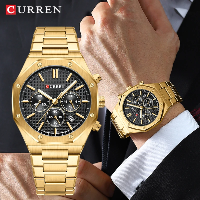 

Fashion Square Design Dial Man Wristwatch CURREN Function Chronograph Luxury Luminous Hands Quartz Watch Men Casual Clocks