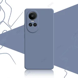 Luxury Dual Liner Protective Shockproof Phone Cover - Premium Square Liquid Silicone Coque for OPPO Reno10 (Gray)