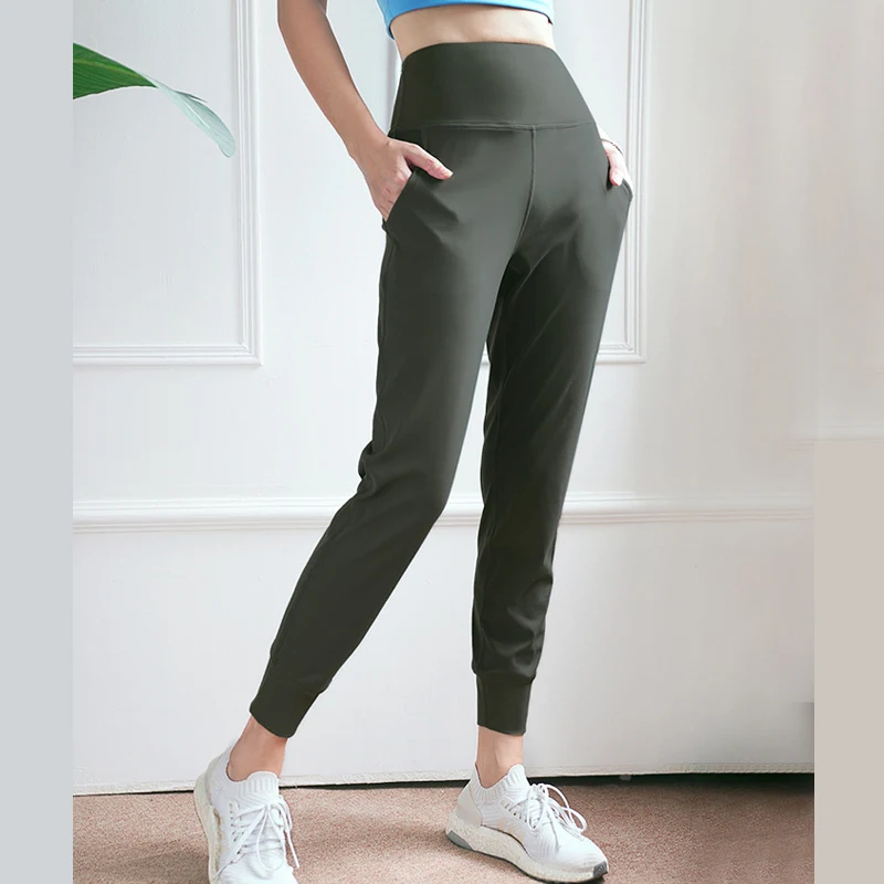 Women QuickDry Sports Pants High Waist Running Pants Loose Gym