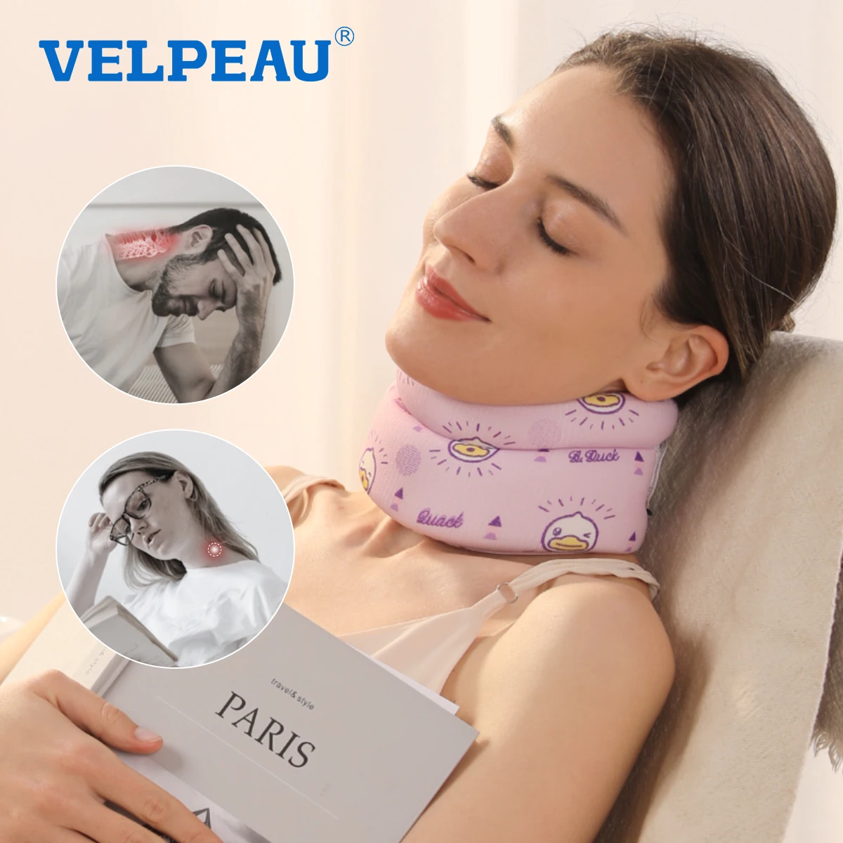 Мягкий ортопедический бандаж для поддержки шеи velskin для наклона шеи, против мигрени и боли в позвоночнике, для сна и путешествий