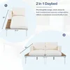 Outdoor sofa Patio Daybed with Wood Topped Side Spaces for Drinks, 2 in 1 Padded Chaise Lounges for Poolside, Balcony 3