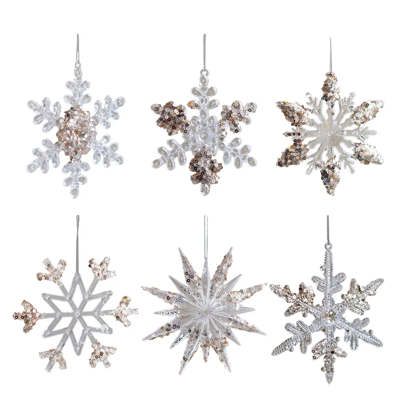

Snowflake Pendants Xmas Ornaments DIY Holiday Decorations Christmas Tree Decorations for Winter Theme Party Home Family Kitchen