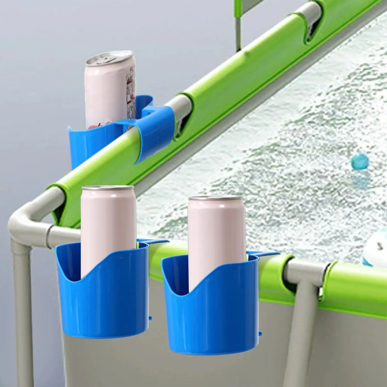 4pcs Poolside Cup Holder Swimming Pool Storage Rack No Punching Bottle Hanging Rack Pond Spa Pool Drink Beer Glass Holder