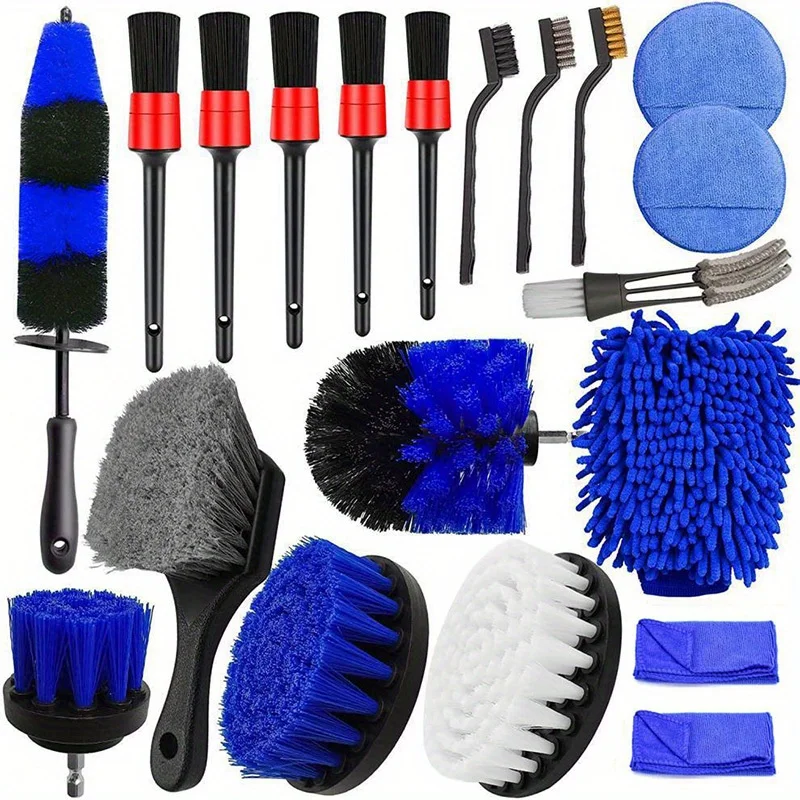 20 pieces of wheel and tire brush kit, car detail drilling brush kit, car washing and cleaning kit